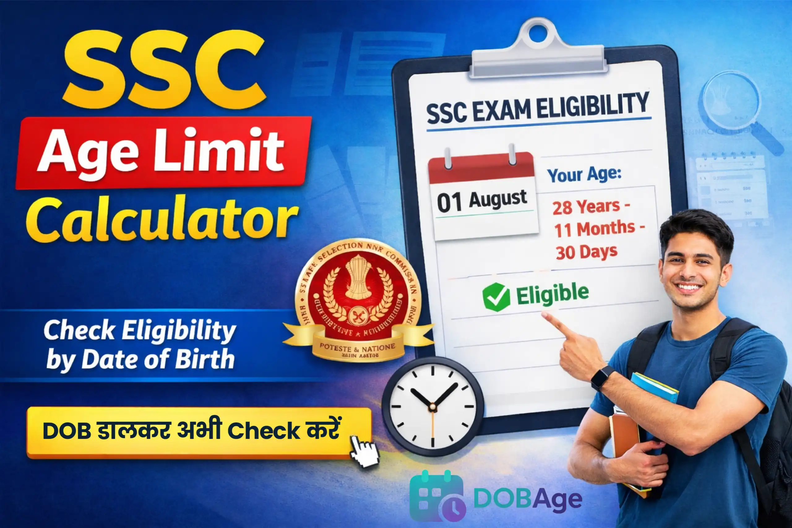 SSC Age Limit Calculator – Check Eligibility by Date of Birth