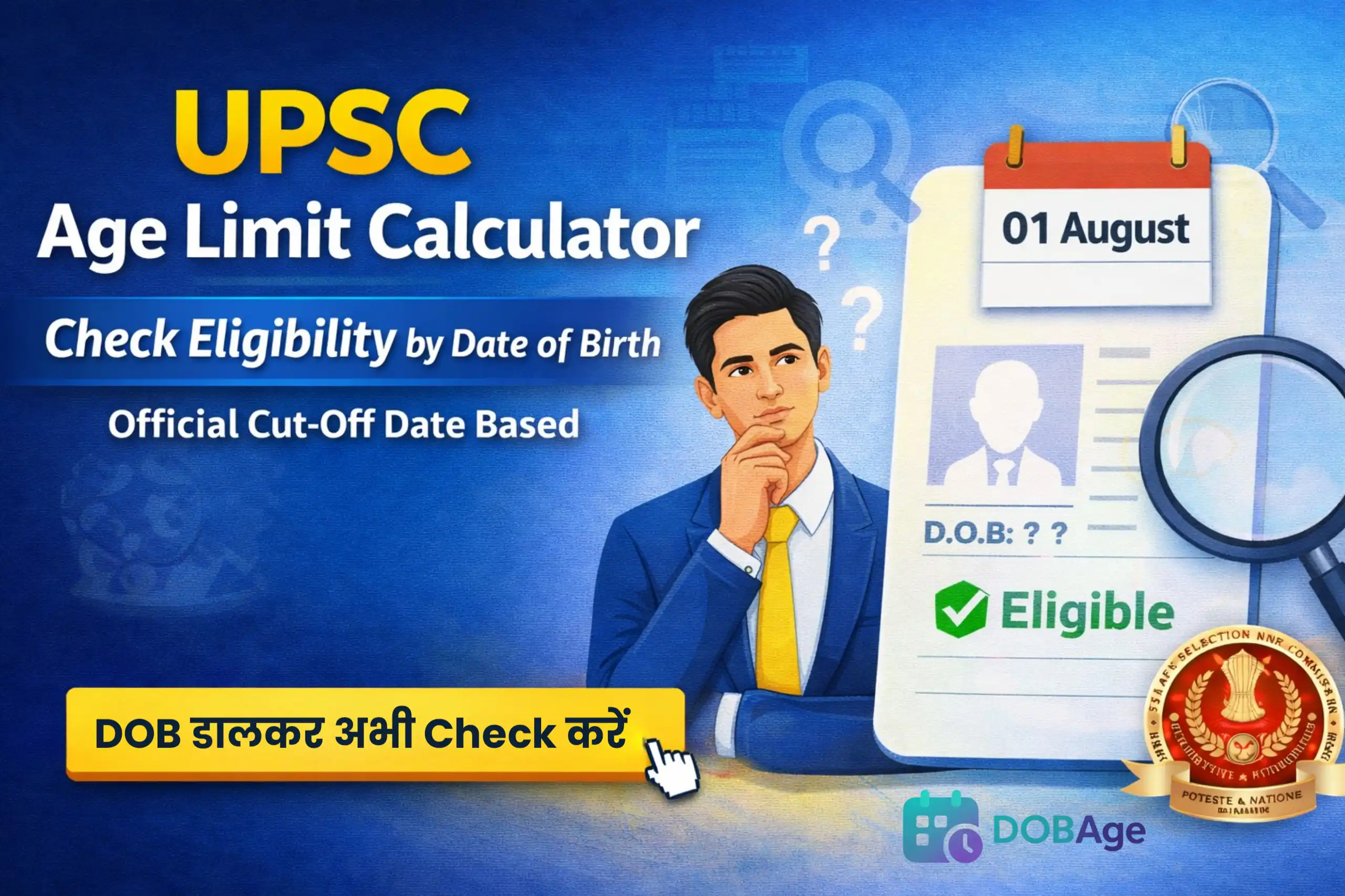 UPSC Age Limit Calculator – Check Eligibility by Date of Birth